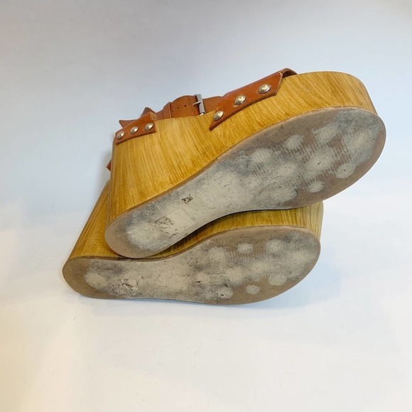 Aldo Tan Leather Platform Wedge Heels Size 7.5 - Picture 4 of 5